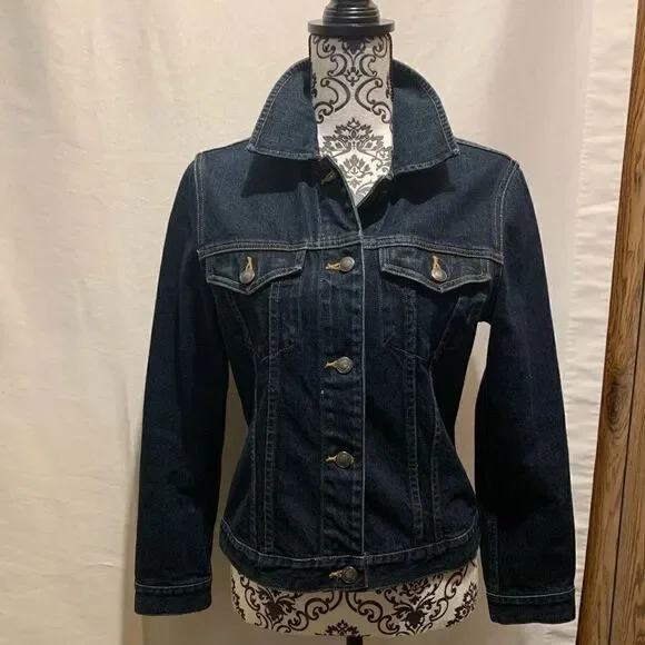 New!! Eddie Bauer dark wash jeans jacket - Picture 10 of 11